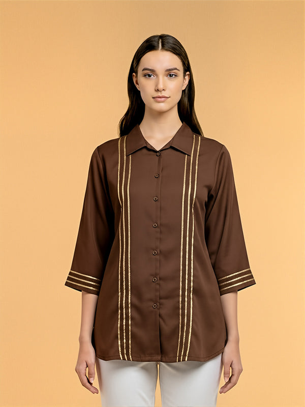 Solid Brown Short Kurta