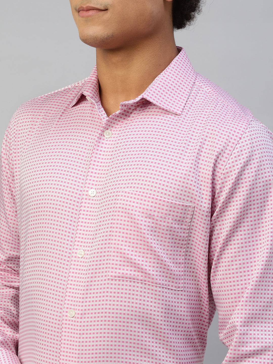 Don Vino Men's Pink Checks Regular Fit Full Sleeve Shirt