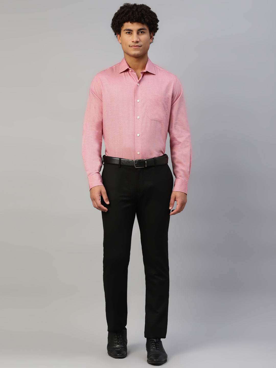 Don Vino Men's Pink Solid Regular Fit Full Sleeves Shirt