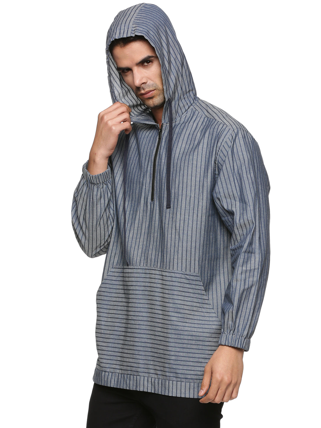Men Grey Regular Fit Full Sleeve Hoodie Shirt
