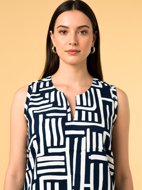 Printed White & Black Top