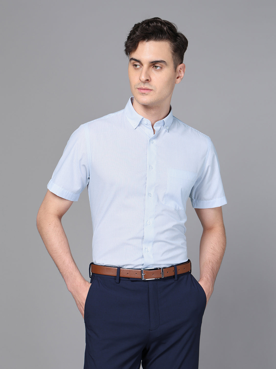 Don Vino Men's White & Blue Striped Formal Shirt – Donvino