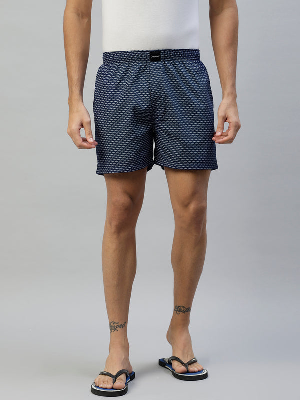 Don Vino Men's Navy Blue Printed Boxer Shorts
