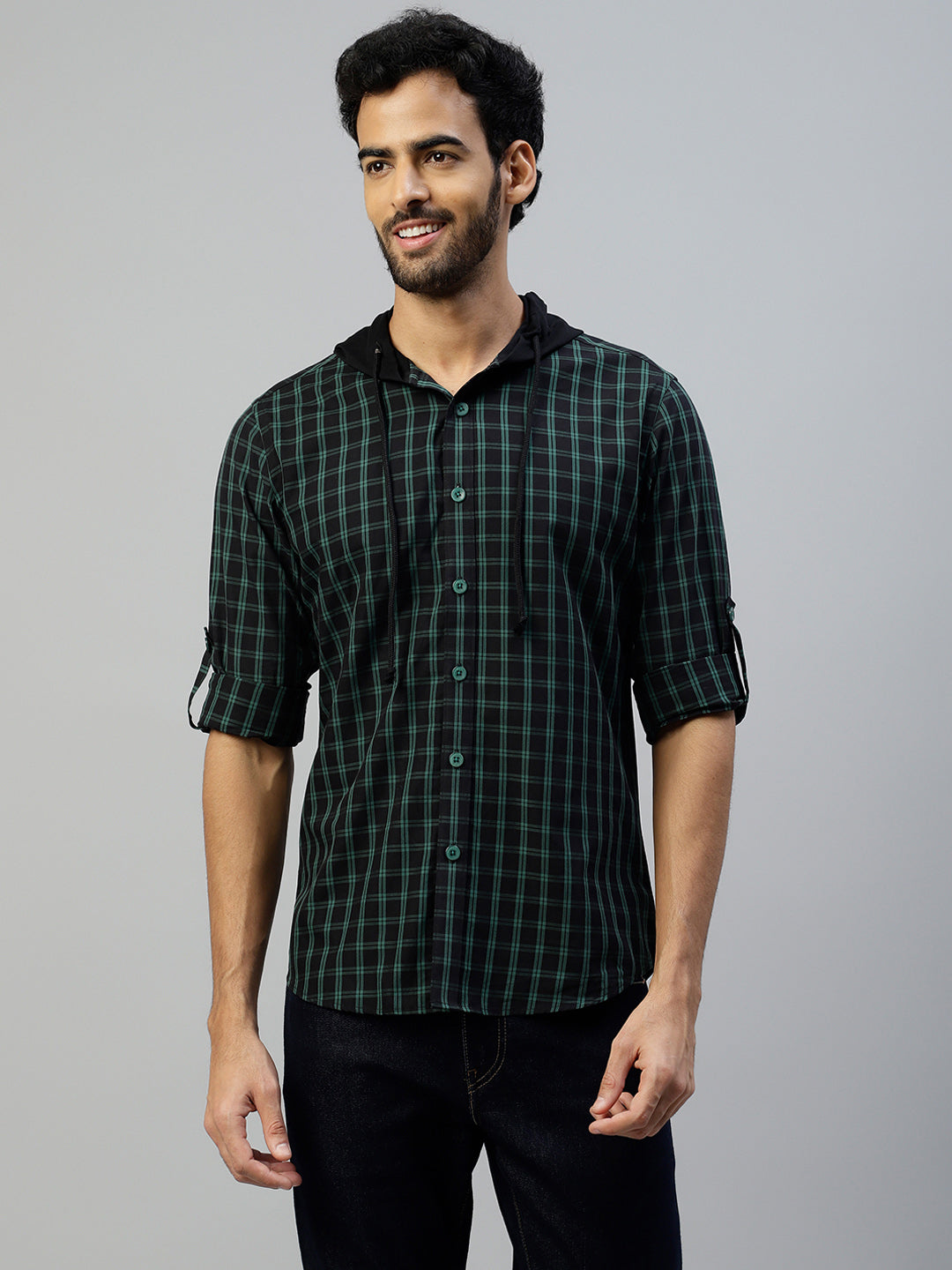Don Vino Men's Black & Green Hoodie Shirt