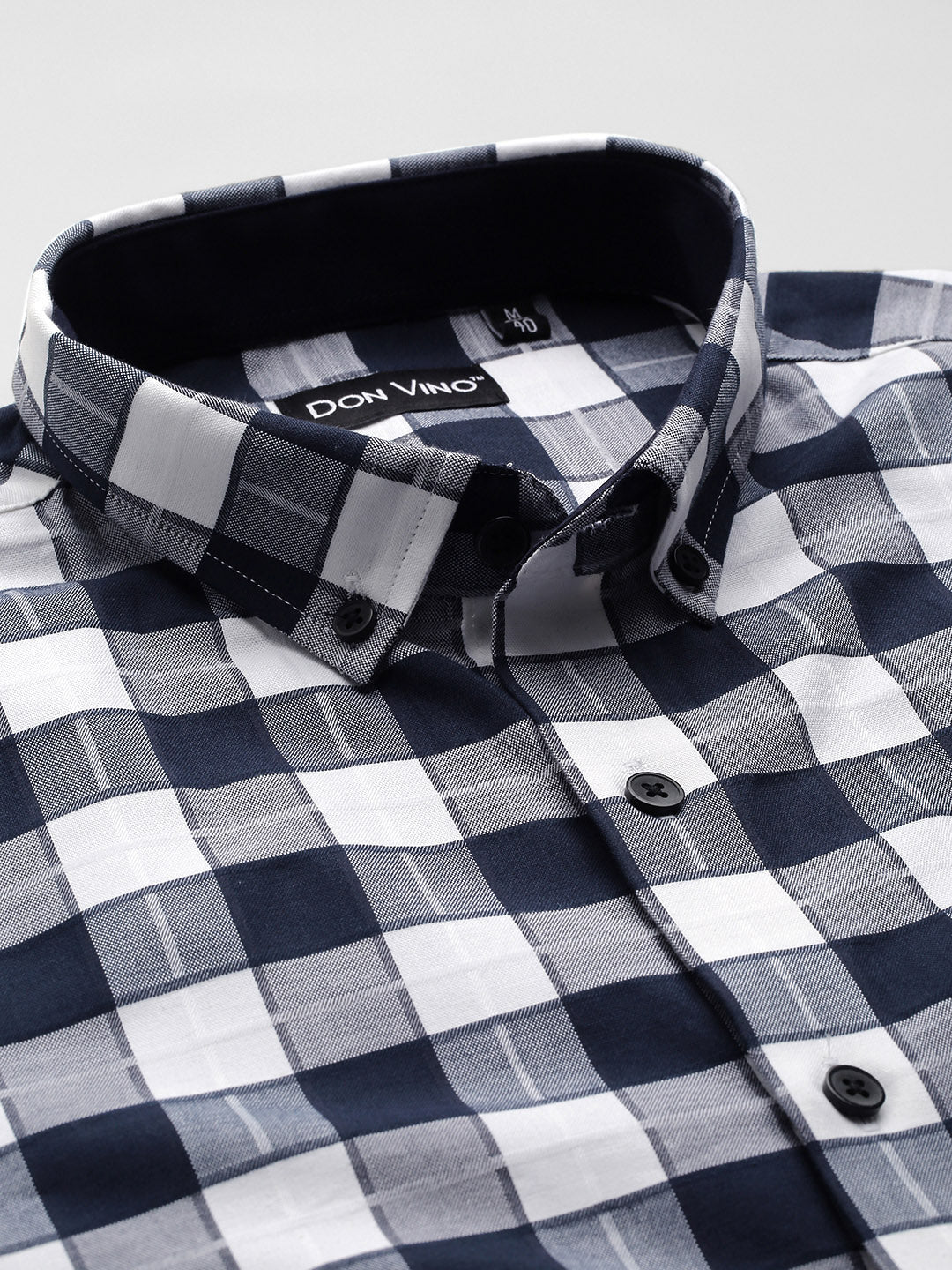 Don Vino Men Blue & White Checkered Casual Shirt