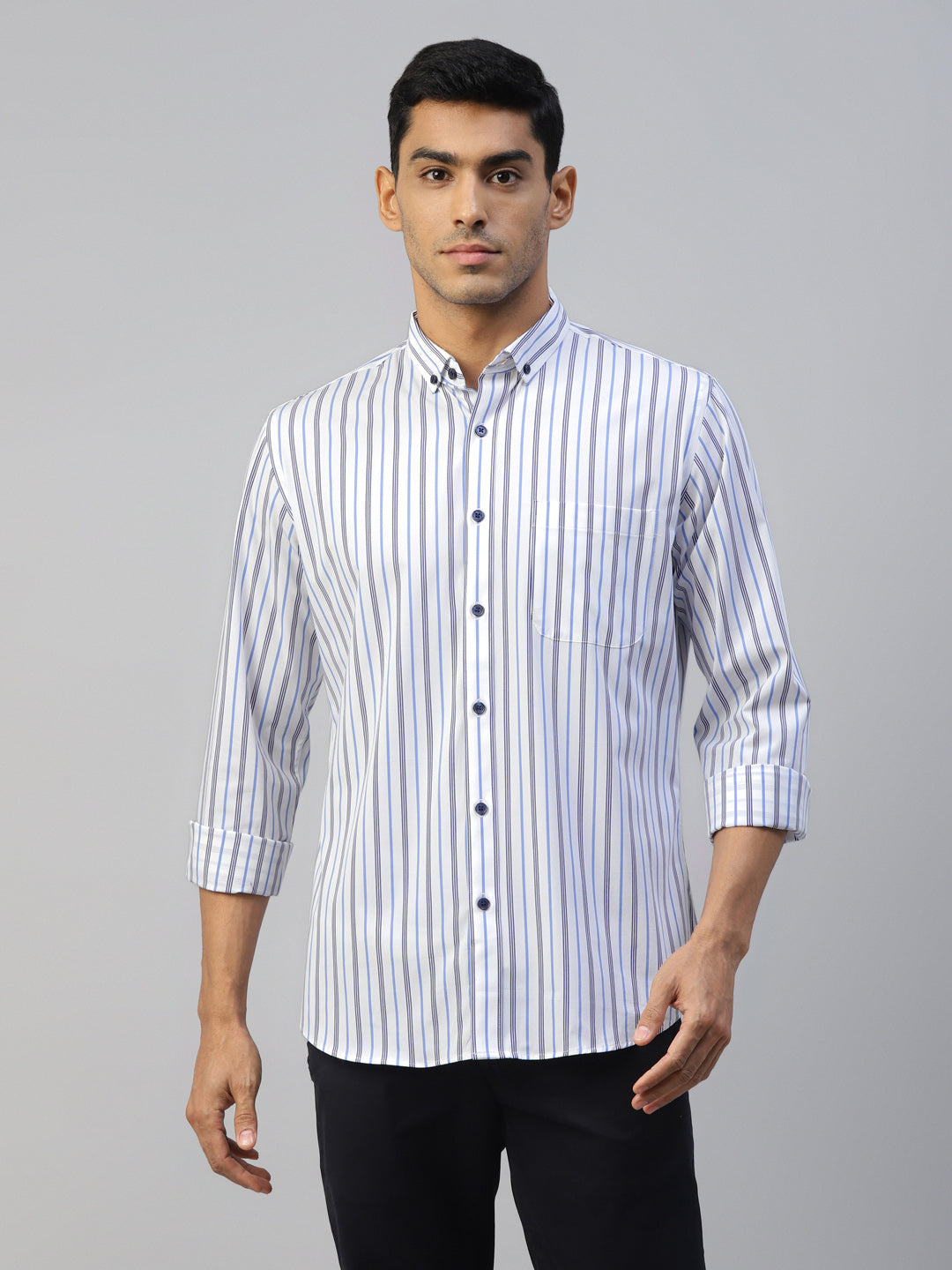 Don Vino Men's Blue Stripes Formal Shirt