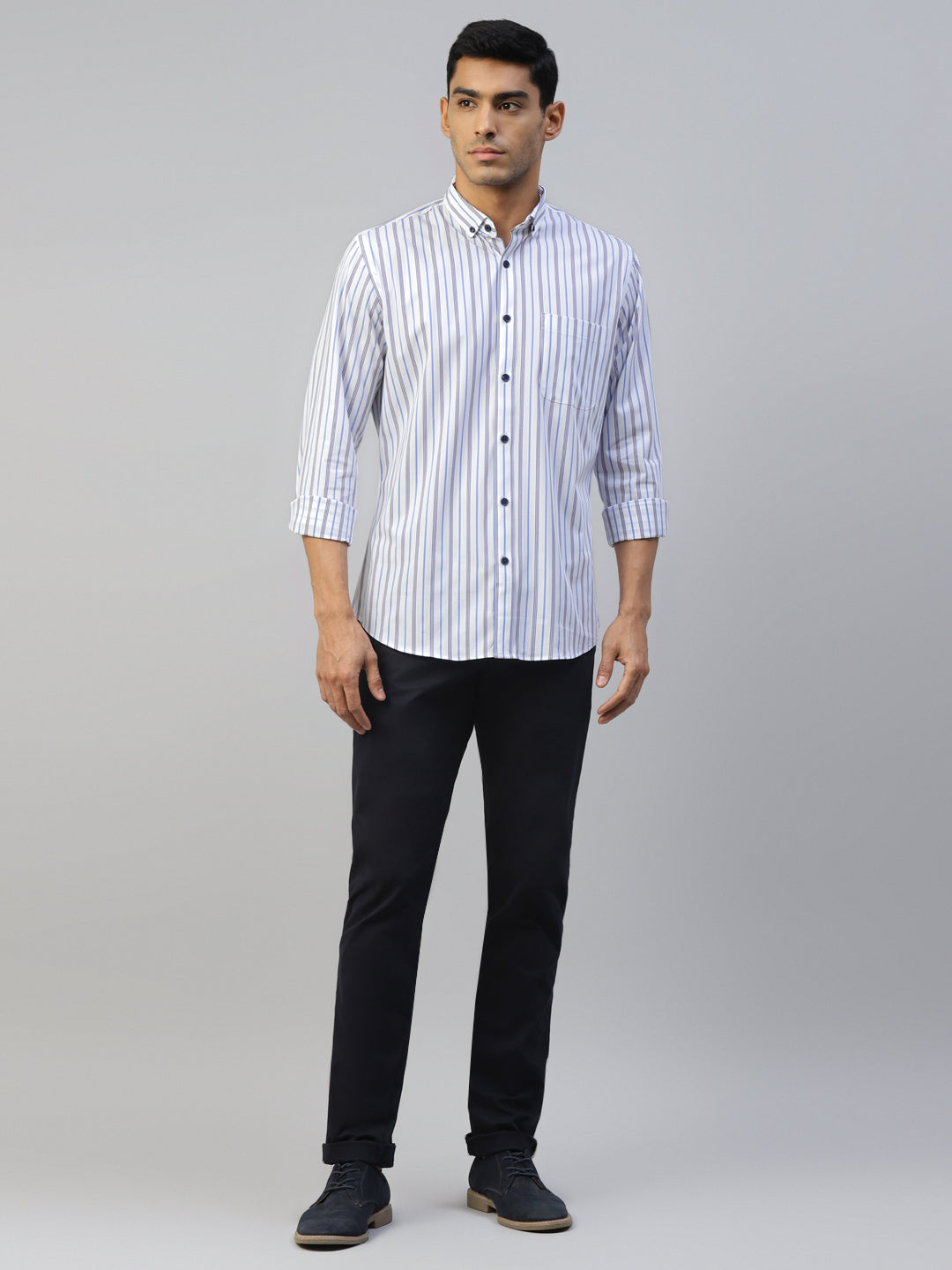 Don Vino Men's Blue Stripes Formal Shirt