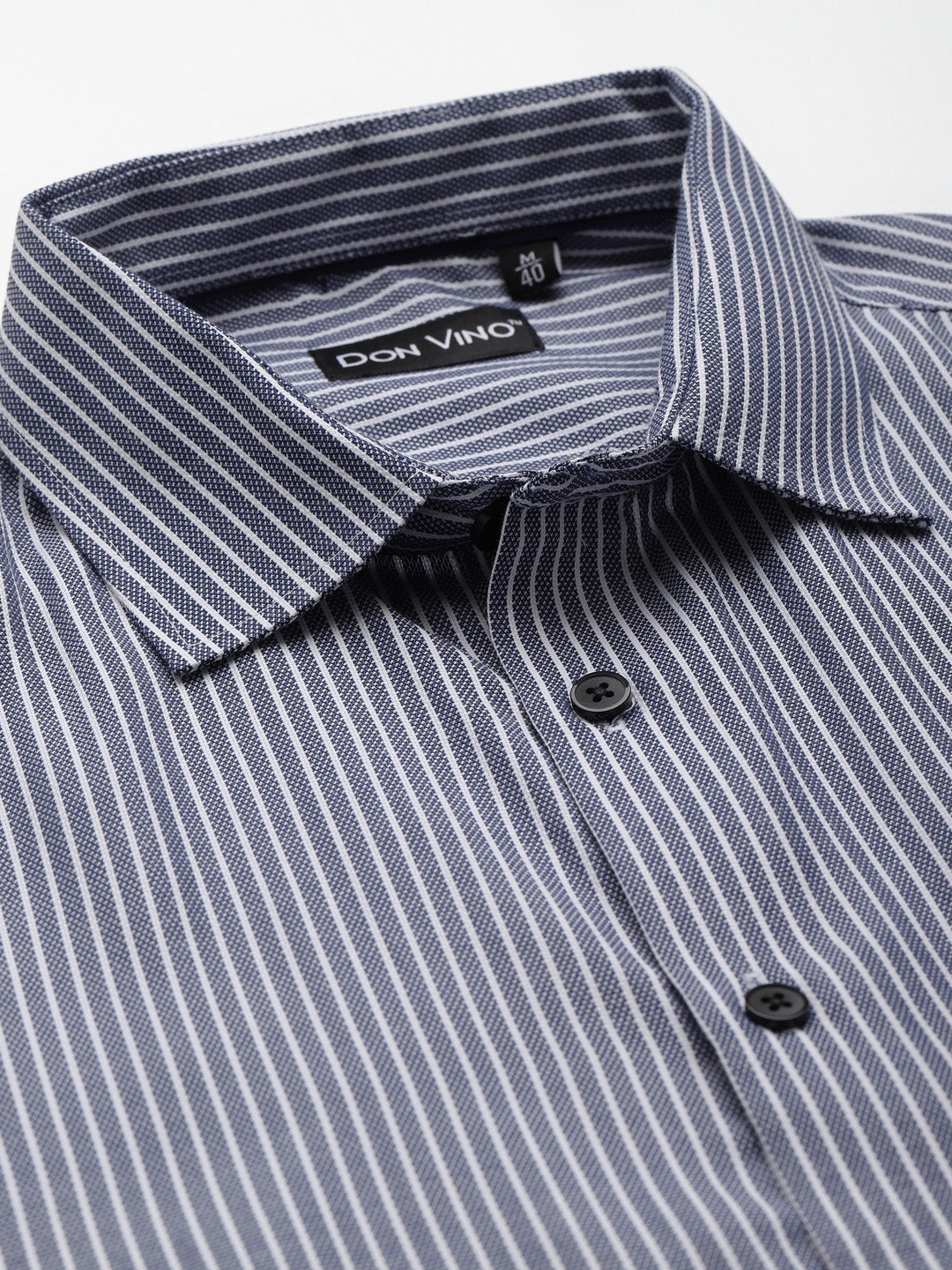 Don Vino Men's Full Sleeves Blue Stripes Formal Shirt