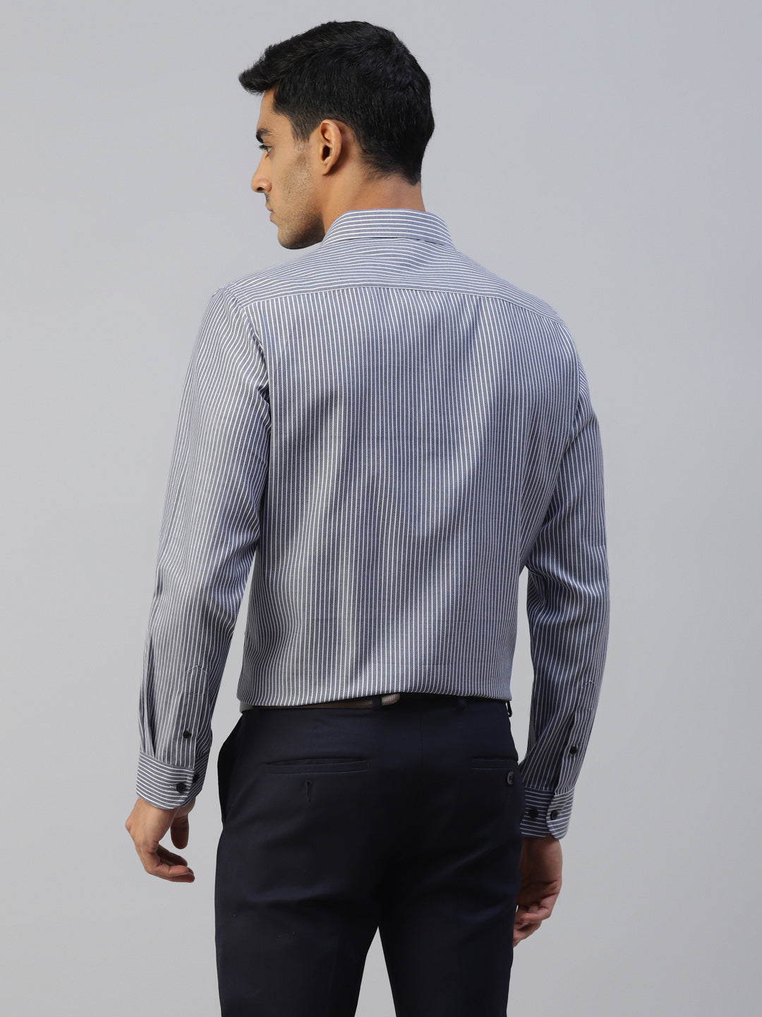 Don Vino Men's Full Sleeves Blue Stripes Formal Shirt