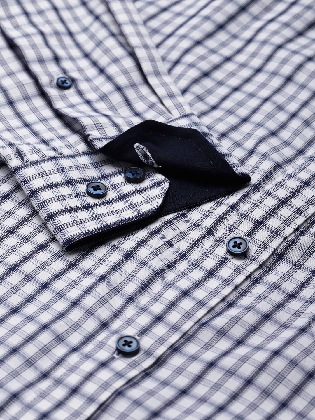 Don Vino Men's Navy Blue Checks Formal Slim Fit Shirt