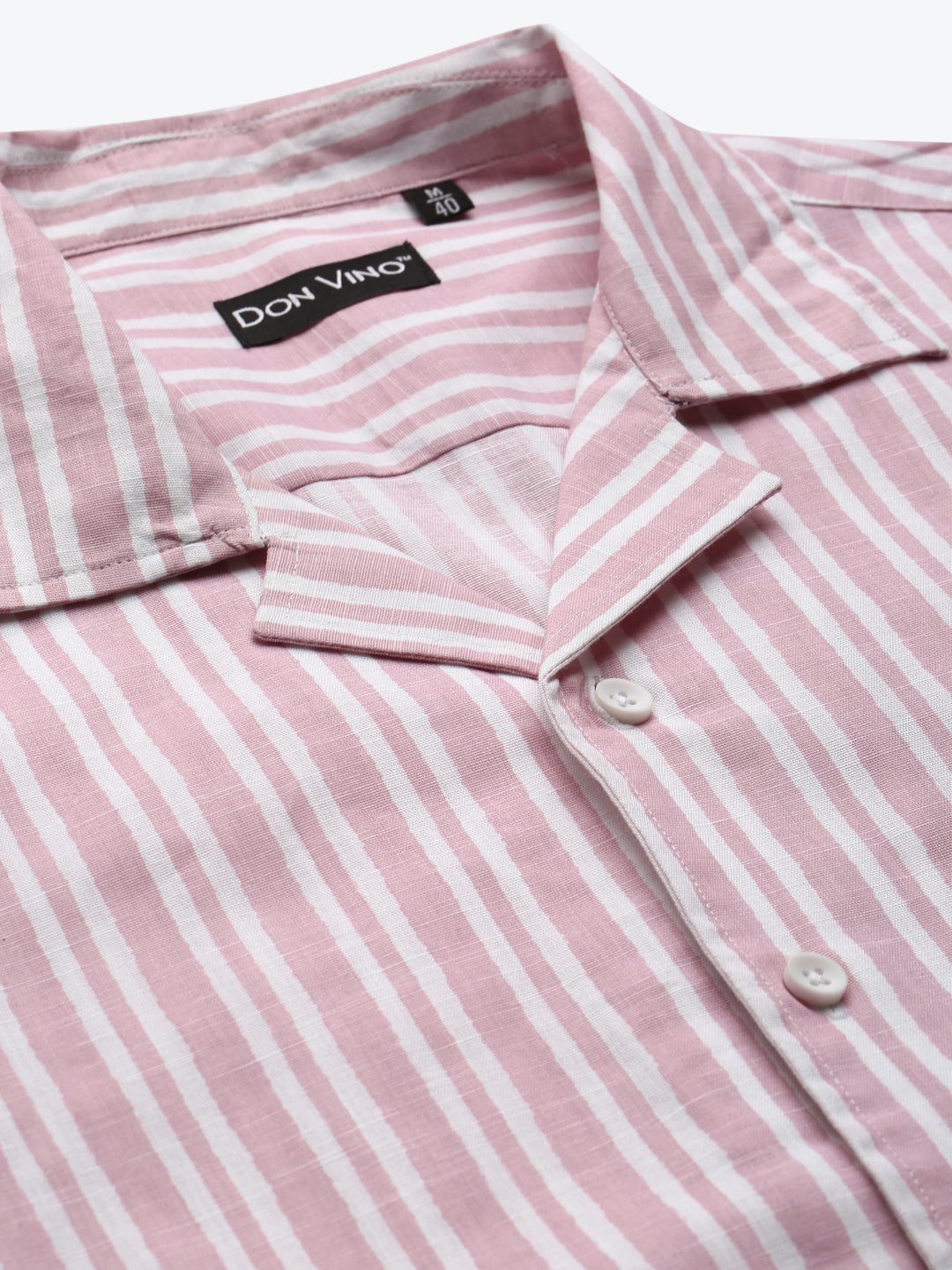 Don Vino Light Pink & White Stripes Shirts For Men