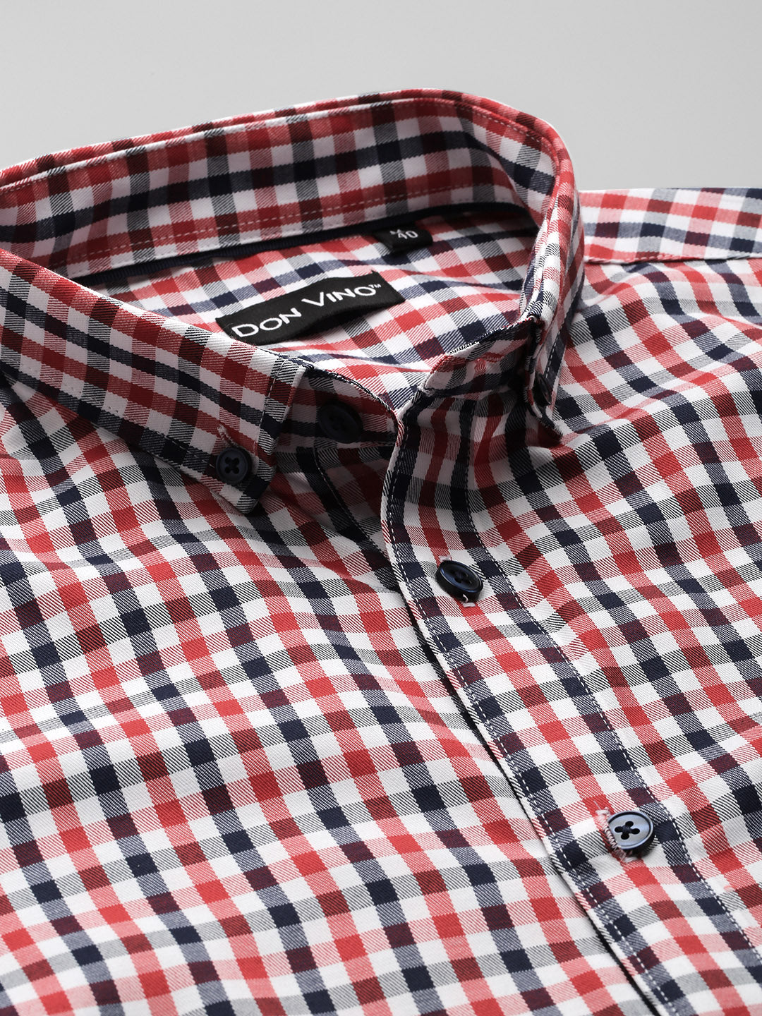 Don Vino Men's Red & White Checks Slim Fit Shirt
