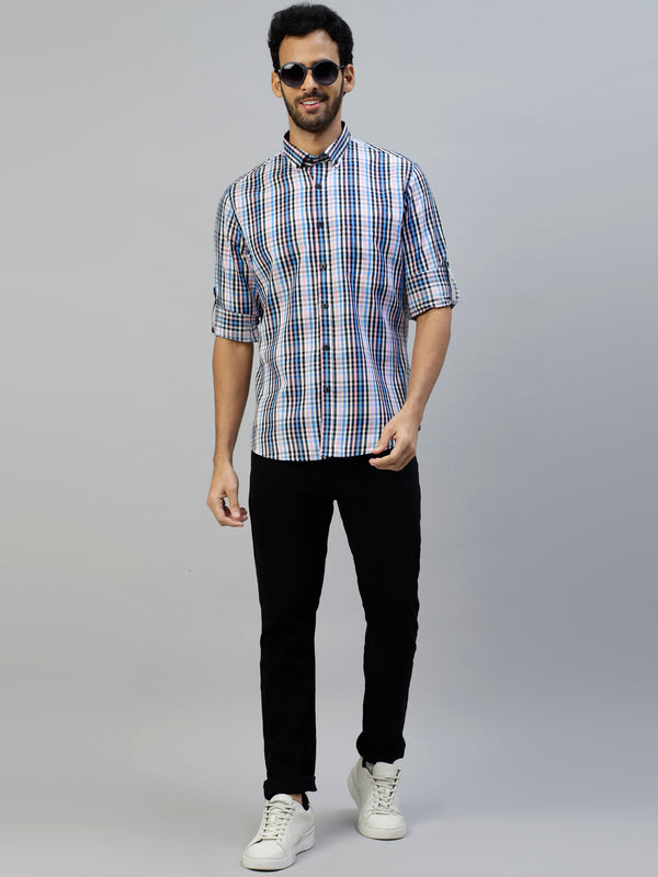 Don Vino Men's Multi Colored Casual Checks Shirt with Full Sleeves