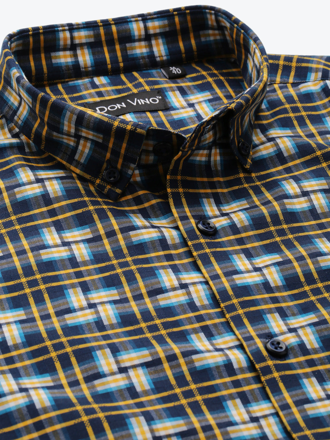 Don Vino Multi Coloured Small Checks Full Sleeves Shirt For Men