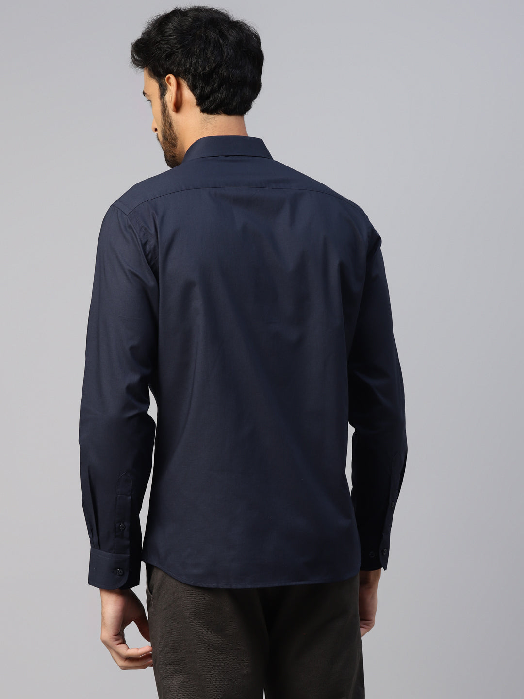 Don Vino Navy Blue Slim Fit Shirt With Contrast Pockets for Men