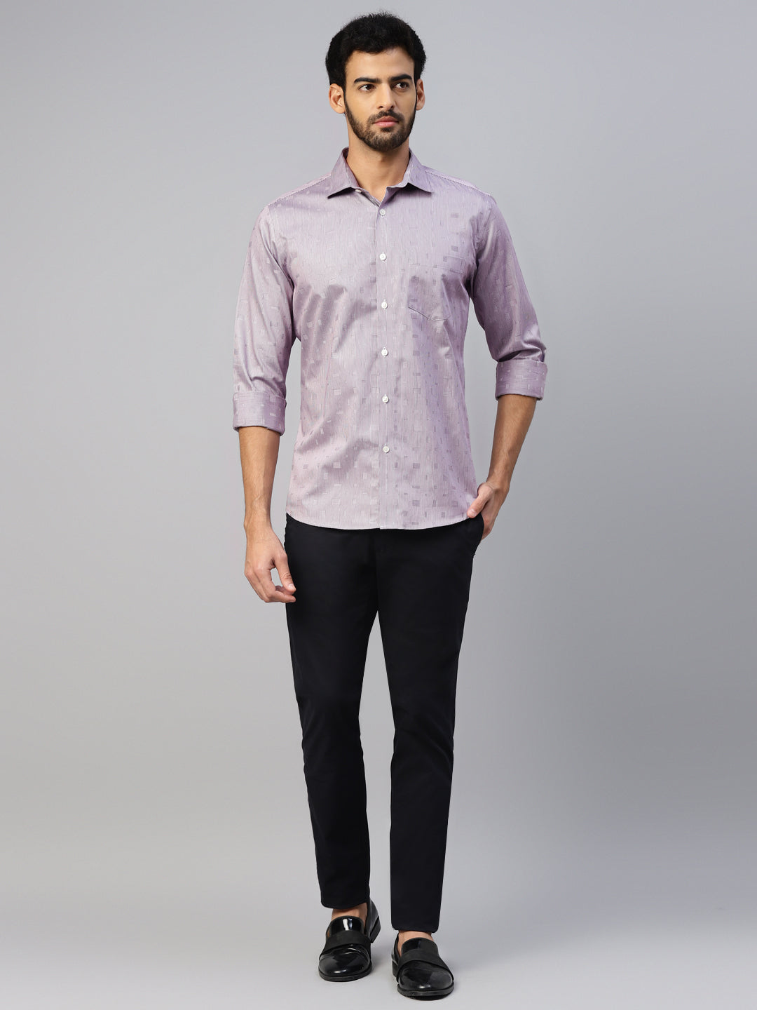 Men's Lavender Printed Slim Fit Shirt