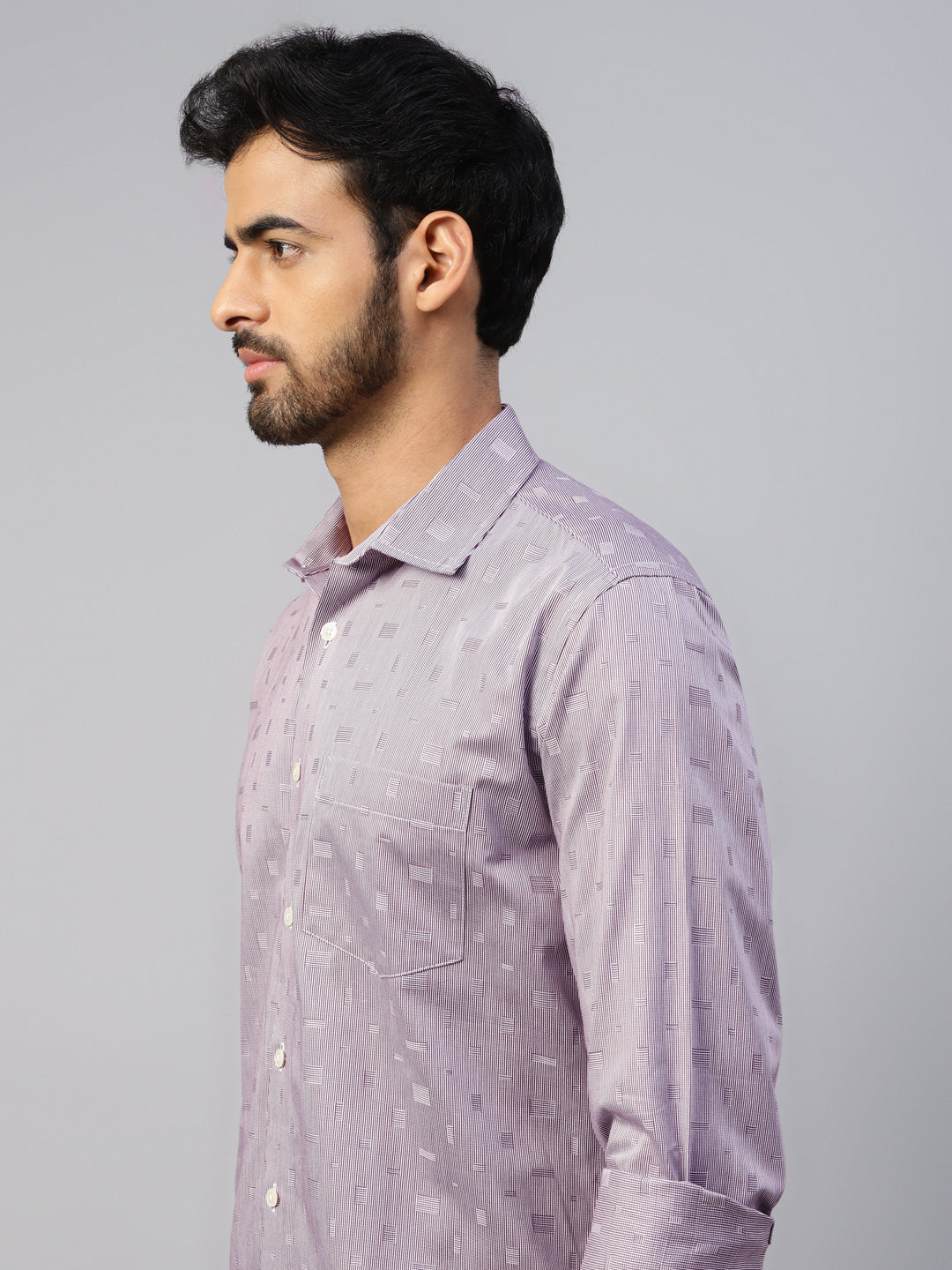 Men's Lavender Printed Slim Fit Shirt