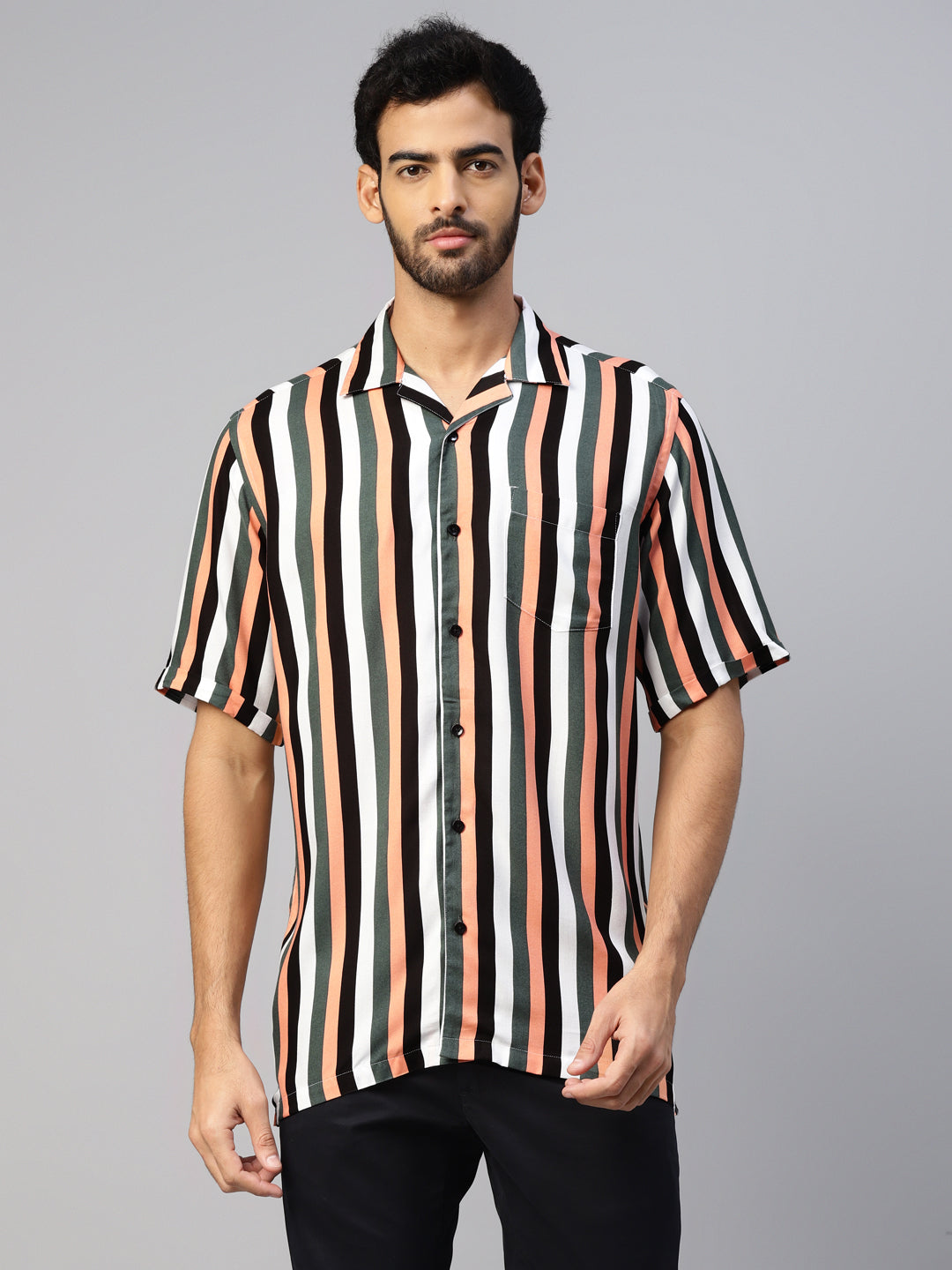 Men's Multi Colour Stripes Resort Shirt by Don Vino