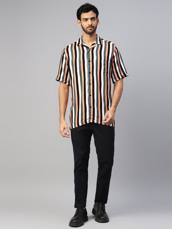 Men’s Multi Colour Stripes Resort Shirt by Don Vino