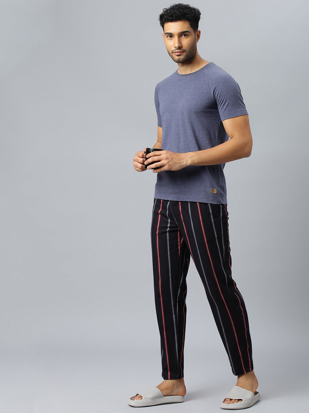 Don Vino Men's Black Lounge Pants With Stripes