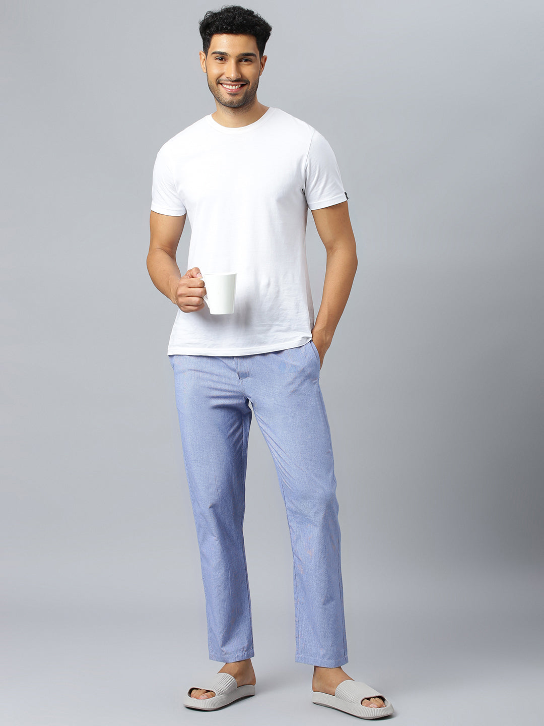 Don Vino Men's Light Blue Printed Lounge Pants
