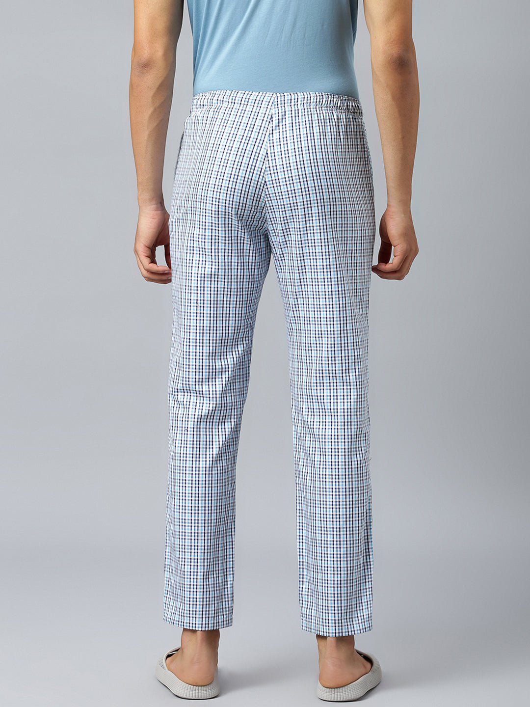Don Vino Men's White Lounge Pants With Multi-Checks