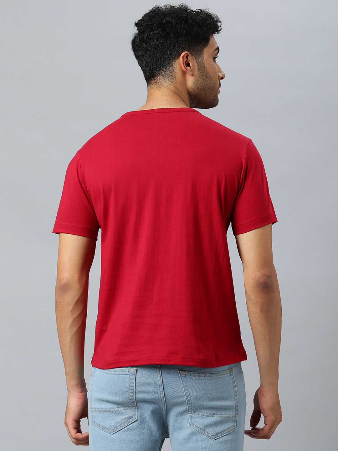 Don Vino Men's Red Solid Crew Neck T-Shirt