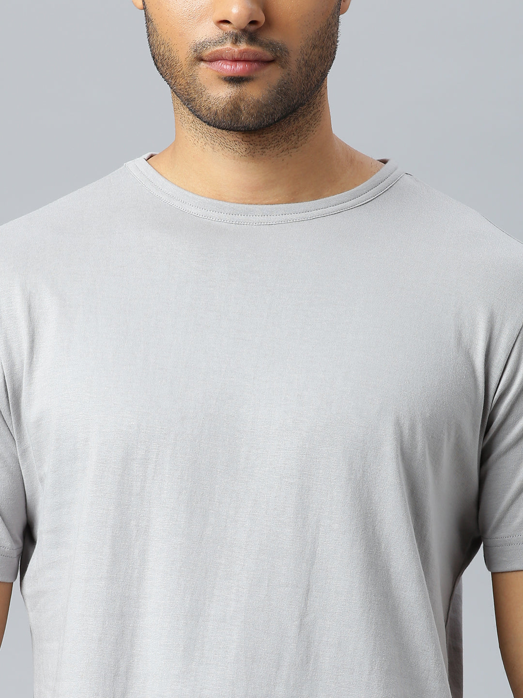 Don Vino Men's Grey Solid Crew Neck T-Shirt