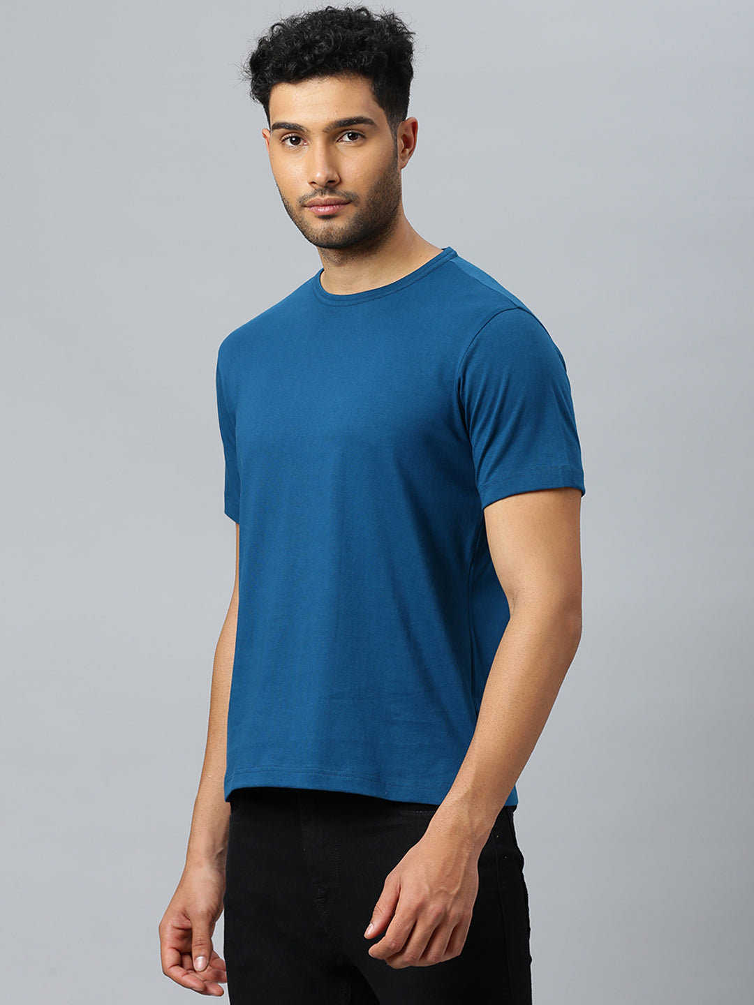 Don Vino Men's Dark Blue Solid Crew Neck T-Shirt