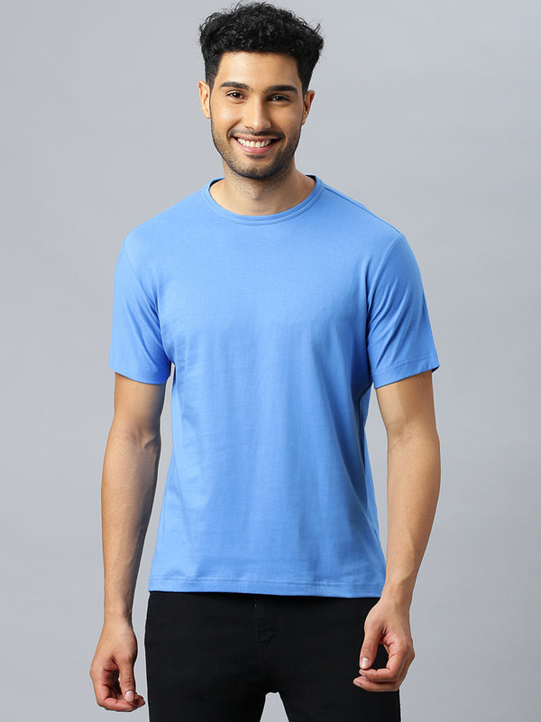 Don Vino Men's Solid Cobalt Blue Crew Neck T-Shirt