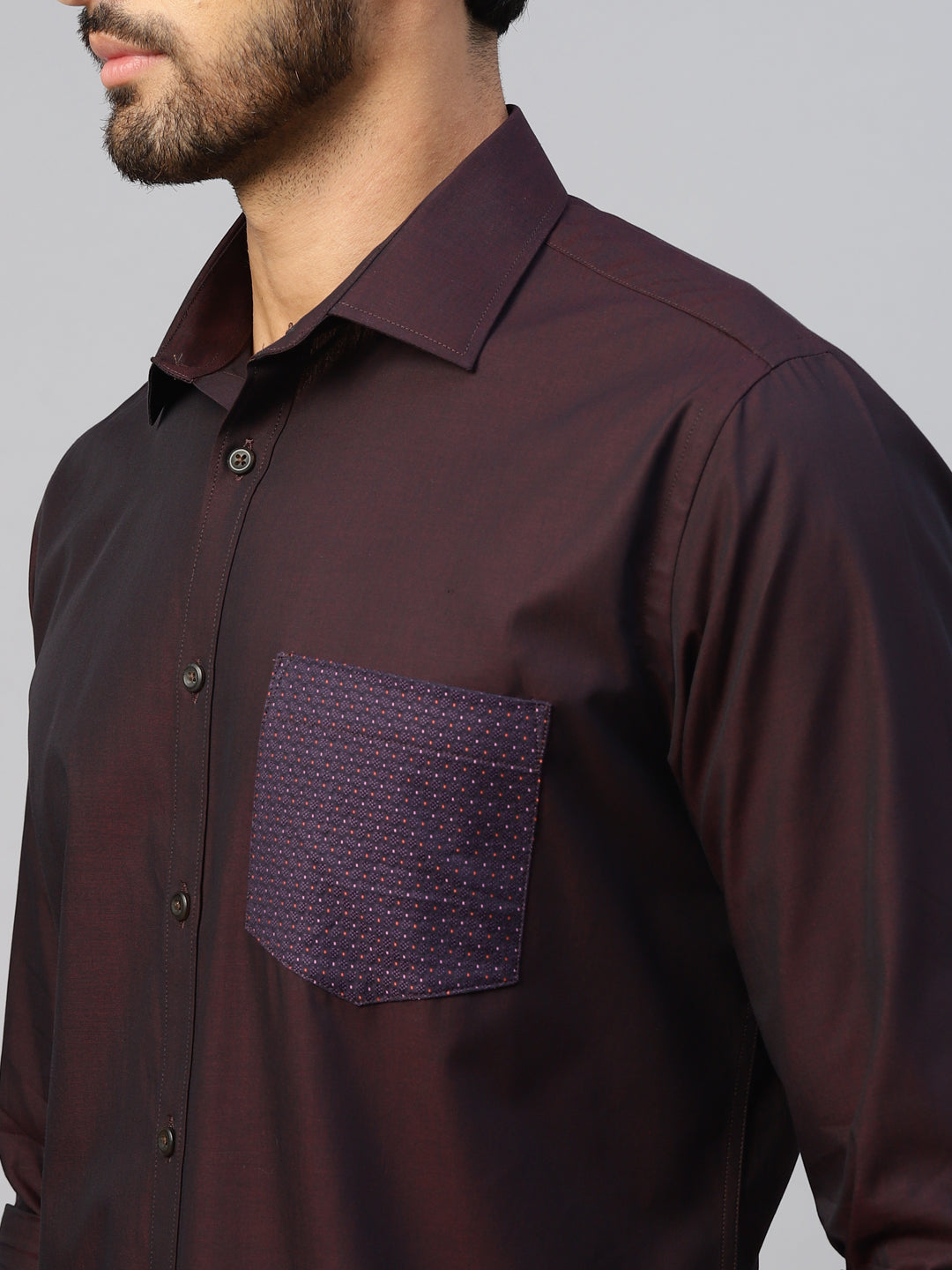 Don Vino Purple Slim Fit Shirt With Contrast Pockets for Men