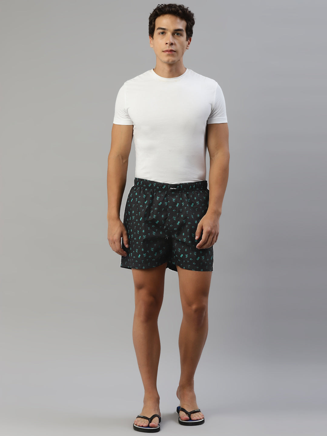 Don Vino Men's Printed Black Cotton Boxer Shorts