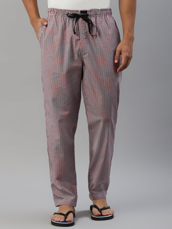 Don Vino Men's Checks Black & Red Cotton Blend Lounge Pants