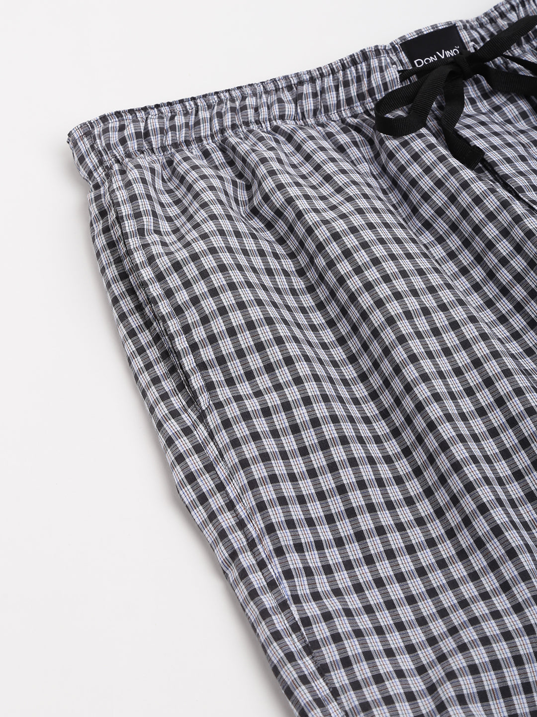 Don Vino Men's Checks Black & White Cotton Blend Lounge Pants