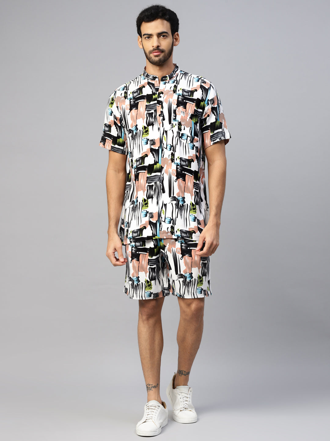 Don Vino Multi-Colored Printed Slim Fit Co-Ord Set For Men