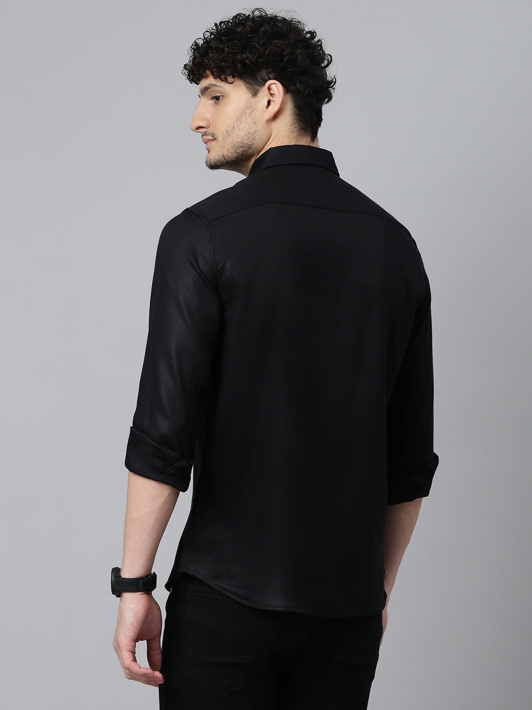 Don Vino Dark Black Denim Slim Fit Shirt