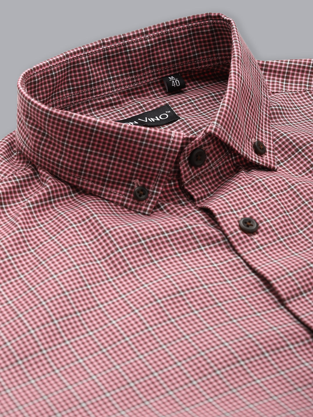 Men's Brown & Pink Checks Casual Shirt