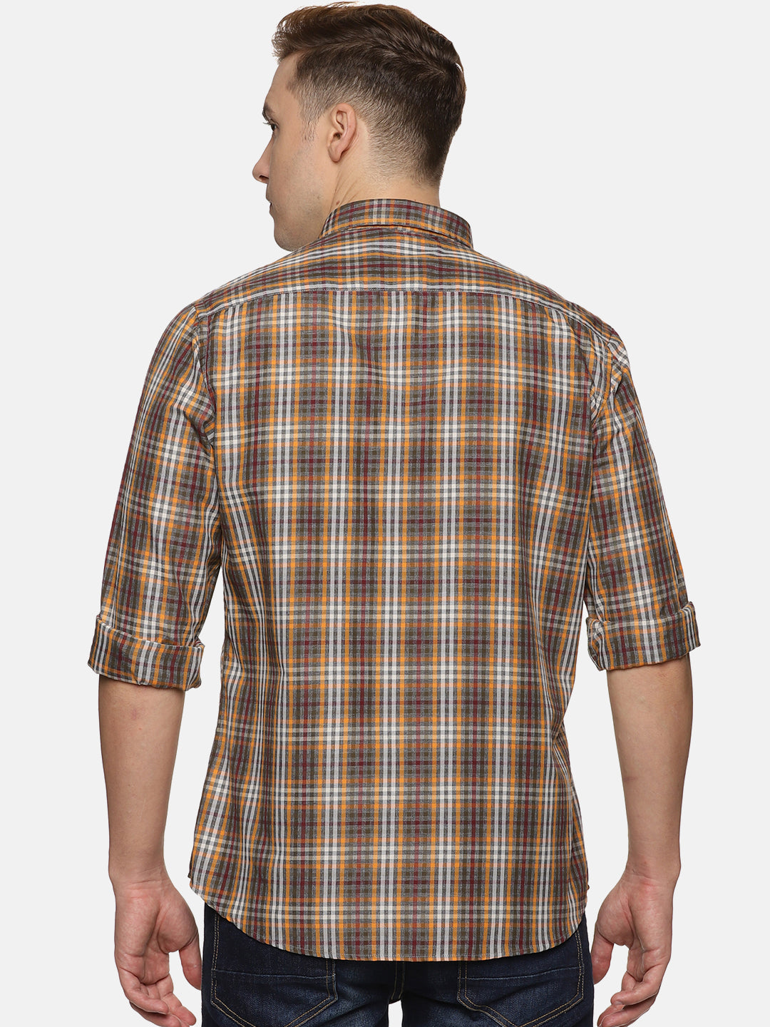 Men Multi Checkered Slim Fit Full Sleeve Casual Shirt