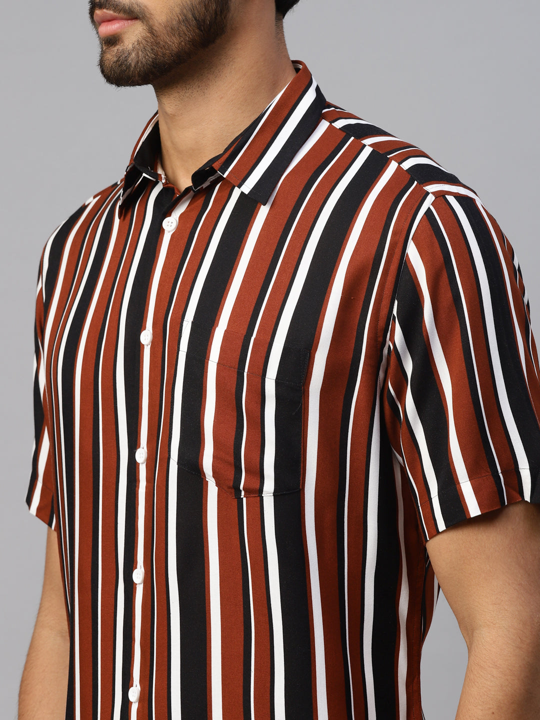 Don Vino Men's Multi-Color Stripes Slim Fit Resort Shirt
