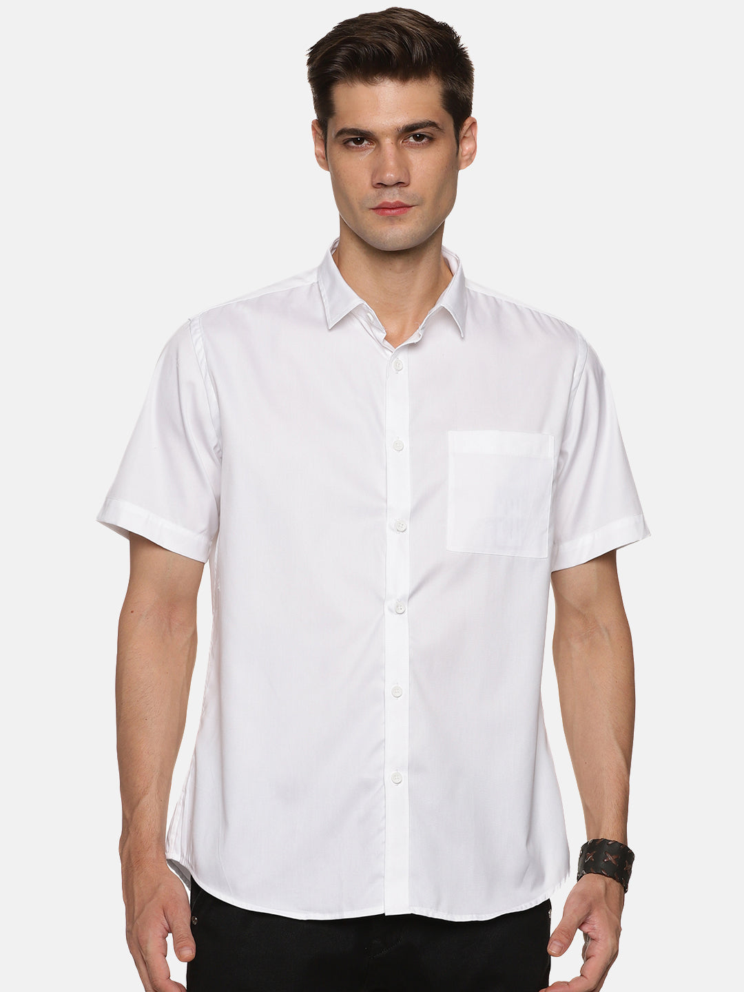 Don Vino Men White Half Sleeve Shirt