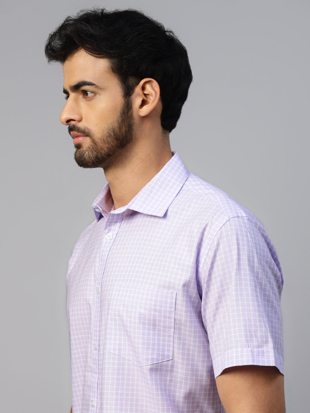 Don Vino Men's Lavender Shirt with Small Checks