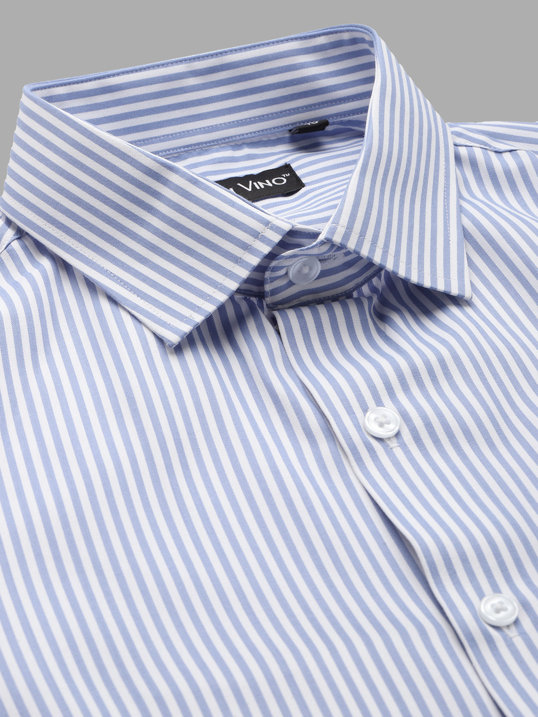 Don Vino Men's Light Blue Stripes Regular Fit Full Sleeve Shirt
