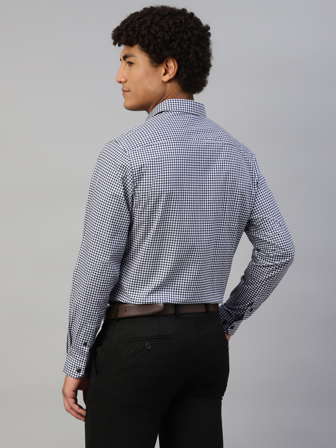 Don Vino Men's Blue Checks Regular Fit Full Sleeve Shirt