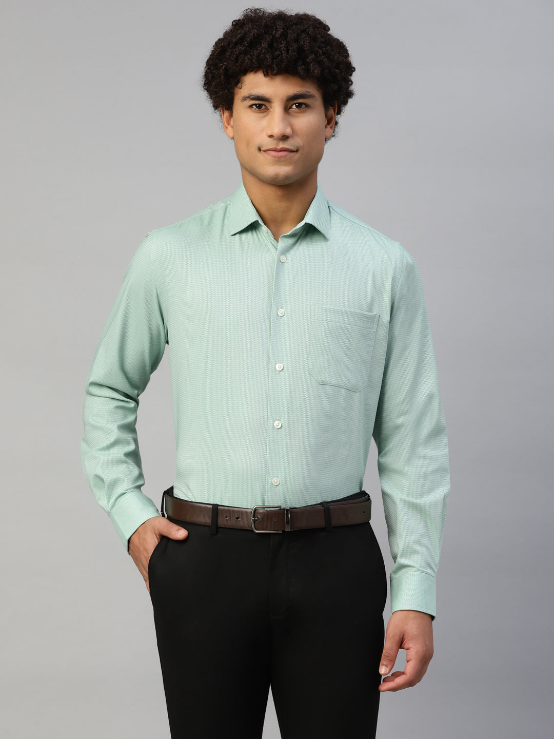 Don Vino Men's Green Solid Regular Fit Full Sleeves Shirt