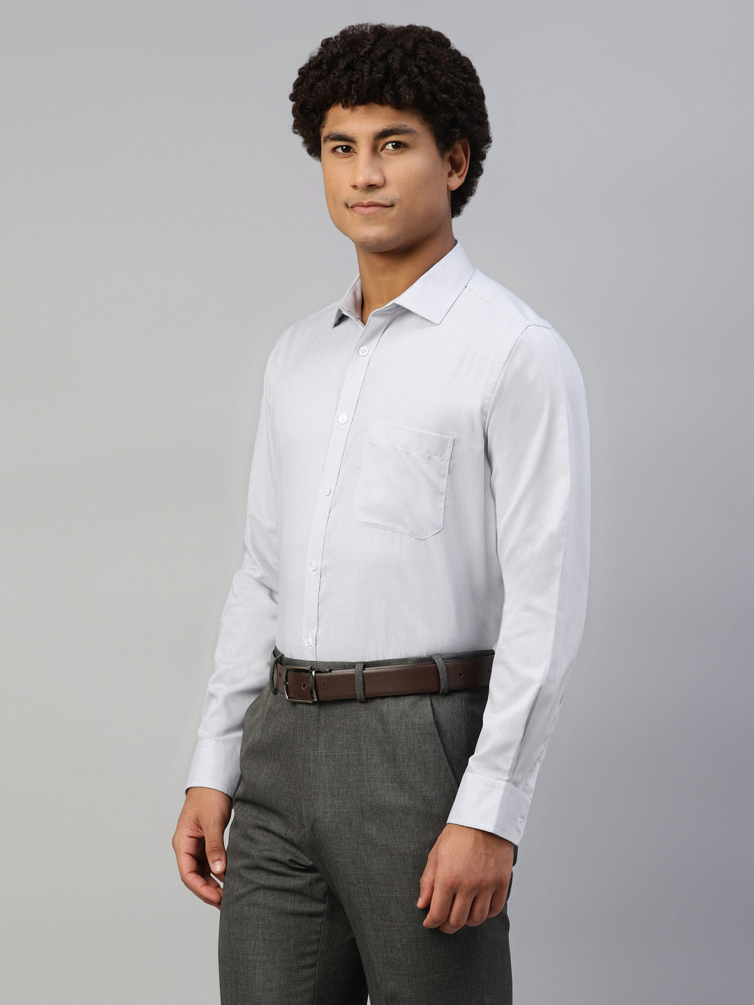 Don Vino Men's Solid Grey Full Sleeve Regular Fit Shirt