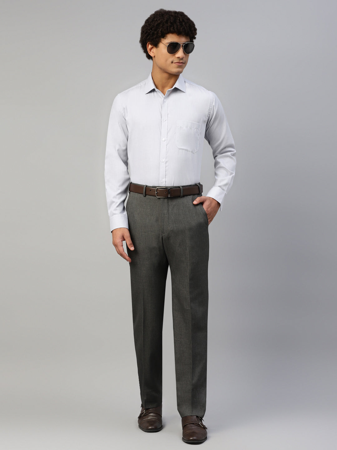 Don Vino Men's Solid Grey Full Sleeve Regular Fit Shirt