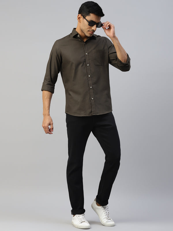 Don Vino Men's Olive Regular Fit Shirt