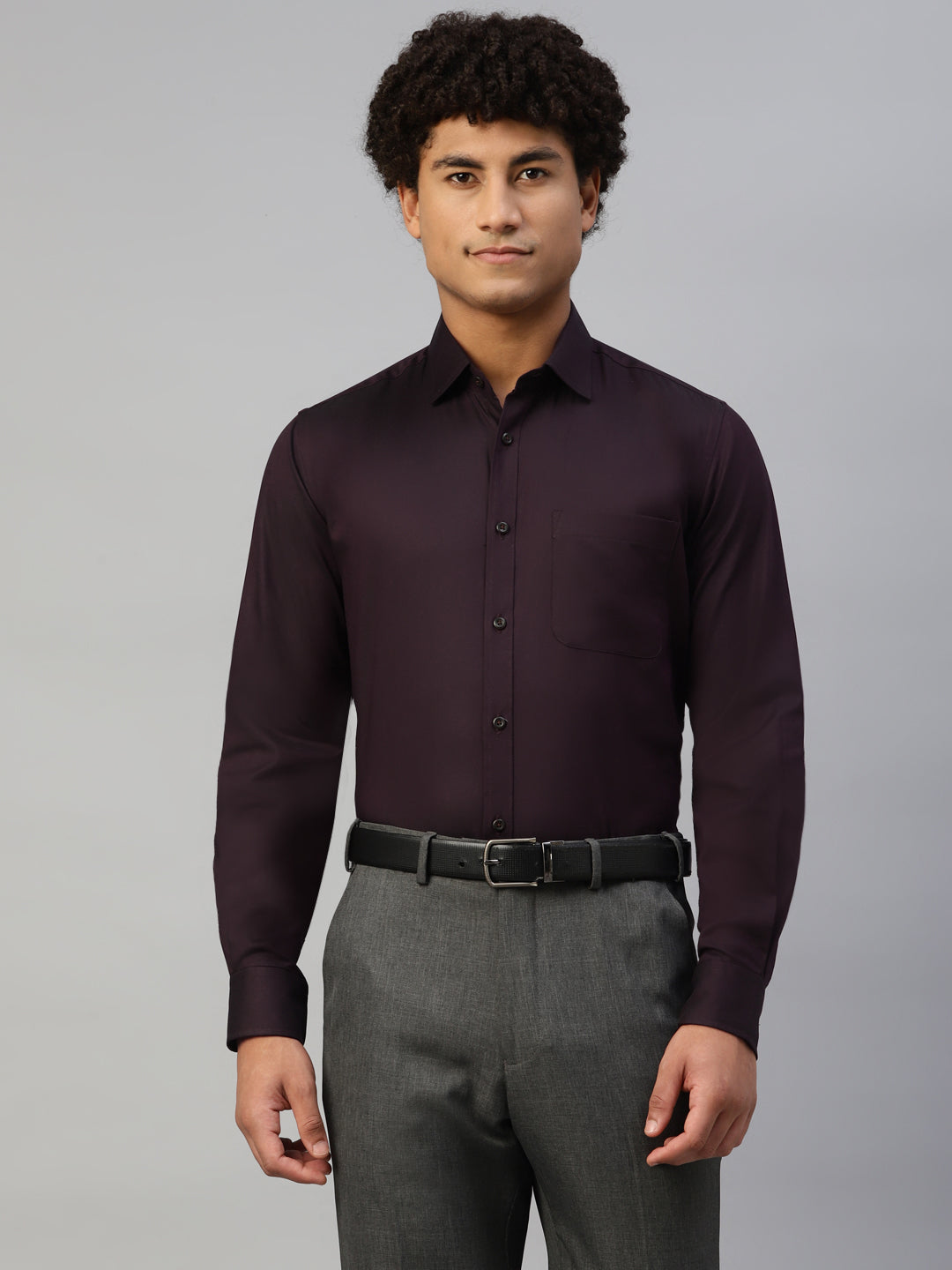 Don Vino Men's Solid Maroon Full Sleeve Regular Fit Shirt