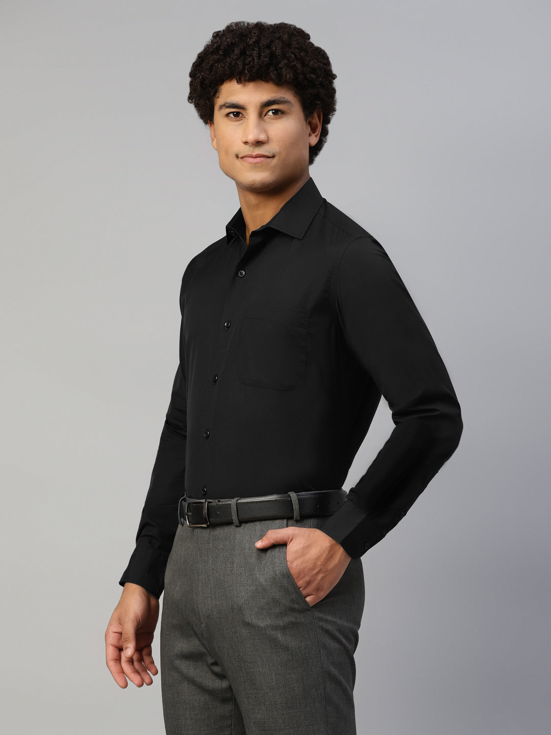 Don Vino Men's Solid Black Full Sleeve Regular Fit Shirt
