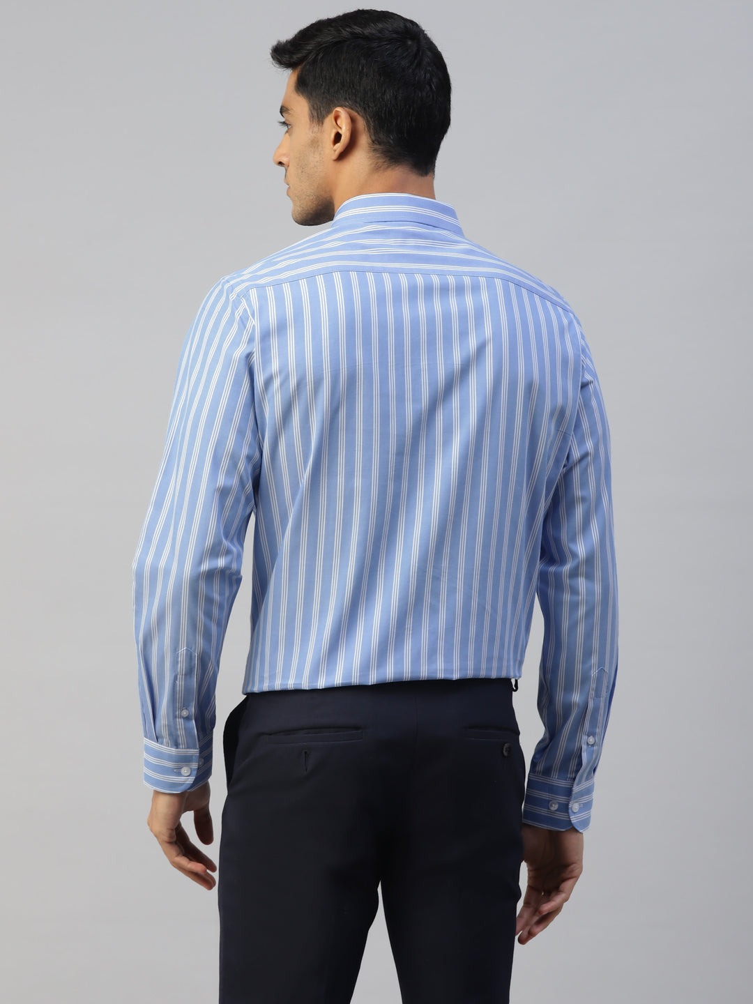 Blue & White Stripes Slim Fit Formal Shirt